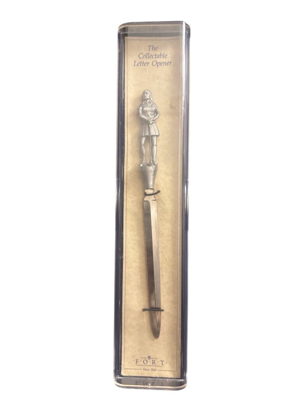 NOS Vintage Fort The Collectable Pewter Golfer Letter Opener in Case